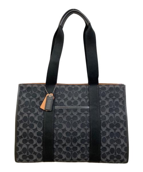 COACH（コーチ）COACH (コーチ) ブラック ラージ スミス トート・シグネチャー デニム ブラックの古着・服飾アイテム