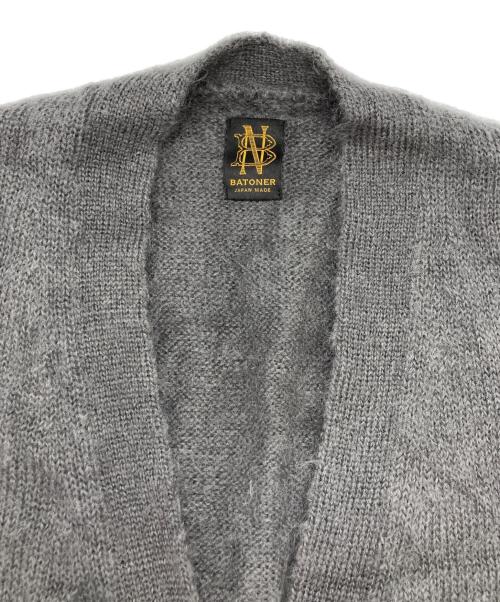 BATONER（バトナ―）BATONER (バトナ―) PURE MOHAIR100% V CARDIGAN グレー サイズ:3の古着・服飾アイテム