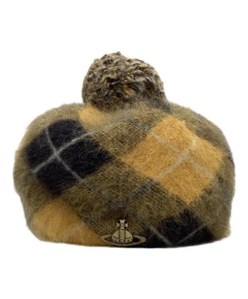 Vivienne Westwood（ヴィヴィアンウエストウッド）Vivienne Westwood (ヴィヴィアンウエストウッド) ボンボン付きチェックベレー帽の古着・服飾アイテム
