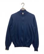 GRAN SASSOグランサッソ）の古着「12ゲージソフトコットンスタンドカラーニットブルゾン」｜ネイビー