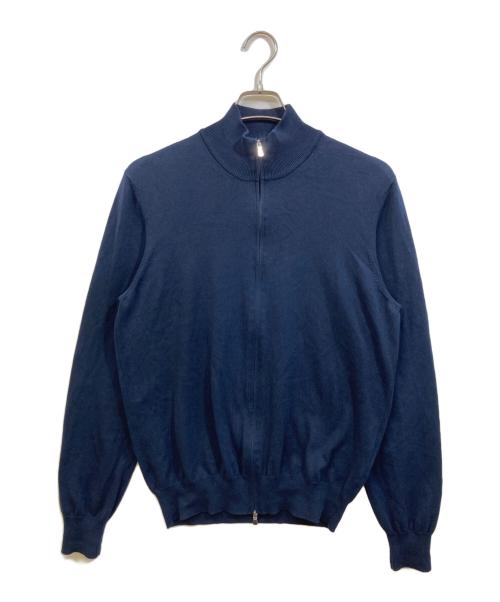 GRAN SASSO（グランサッソ）GRAN SASSO (グランサッソ) 12ゲージソフトコットンスタンドカラーニットブルゾン ネイビー サイズ:50の古着・服飾アイテム