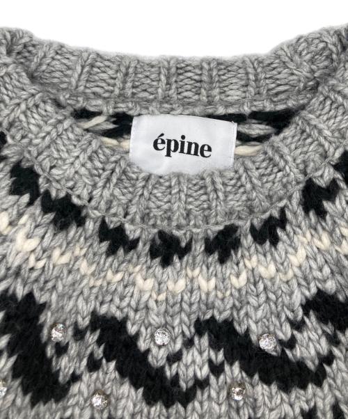 epine（エピヌ）epine (エピヌ) bijou Nordic knit グレー サイズ:FREEの古着・服飾アイテム