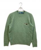 POLO RALPH LAURENポロ・ラルフローレン）の古着「エルボーパッチウールアンゴラ混ニット」｜グリーン