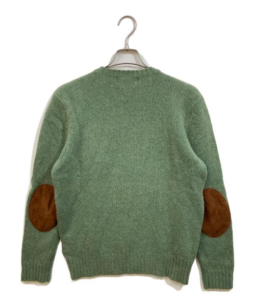 POLO RALPH LAUREN（ポロ・ラルフローレン）POLO RALPH LAUREN (ポロ・ラルフローレン) エルボーパッチウールアンゴラ混ニット グリーン サイズ:Lの古着・服飾アイテム
