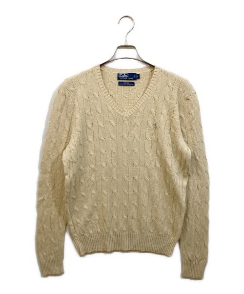 POLO RALPH LAUREN（ポロ・ラルフローレン）POLO RALPH LAUREN (ポロ・ラルフローレン) ケーブルシルクニット アイボリー サイズ:Lの古着・服飾アイテム