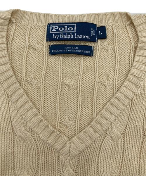 POLO RALPH LAUREN（ポロ・ラルフローレン）POLO RALPH LAUREN (ポロ・ラルフローレン) ケーブルシルクニット アイボリー サイズ:Lの古着・服飾アイテム
