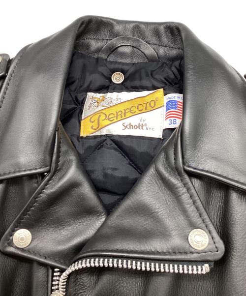 PERFECTO by Schott（パーフェクト バイ ショット）PERFECTO by Schott (パーフェクト バイ ショット) ダブルライダースジャケット ブラック サイズ:SIZE 38の古着・服飾アイテム