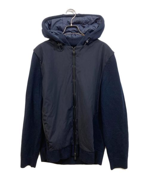 BOSS（ボス）BOSS (ボス) フーデッド切替ニットジャケット ネイビー サイズ:SIZE Lの古着・服飾アイテム