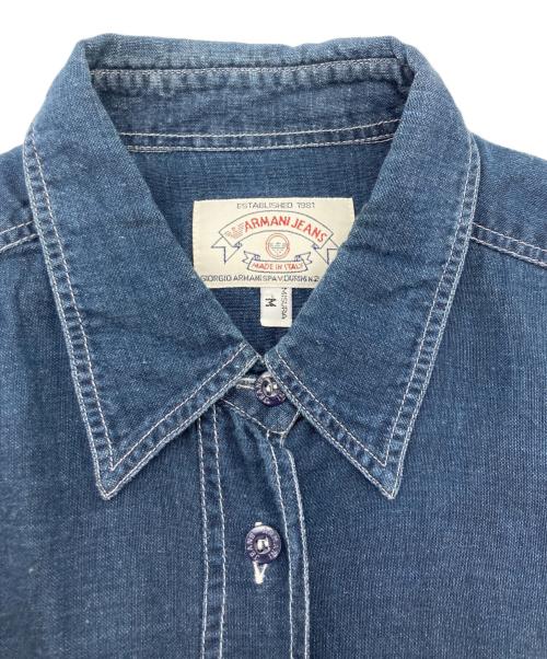 ARMANI JEANS（アルマーニジーンズ）ARMANI JEANS (アルマーニジーンズ) オールドリネンシャツ ネイビー サイズ:SIZE Mの古着・服飾アイテム