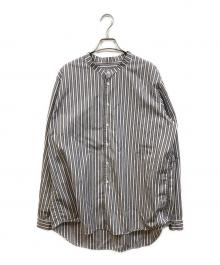 CASEY CASEY（ケーシーケーシー）の古着「バンドカラーストライプシャツ」｜スカイブルー