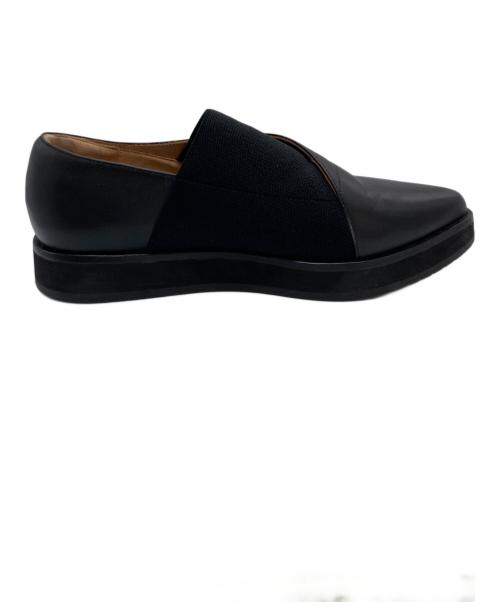 ISSEY MIYAKE（イッセイミヤケ）ISSEY MIYAKE (イッセイミヤケ) UNITED NUDE (ユナイテッドヌード) レザースリッポン ブラック サイズ:SIZE 36の古着・服飾アイテム