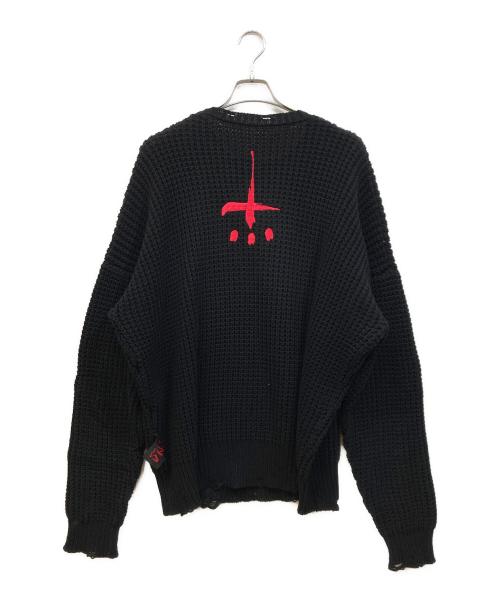 CVTVLIST（カタリスト）CVTVLIST (カタリスト) ロゴ刺繍クラッシュ加工 ニット ブラック サイズ:SIZE 2の古着・服飾アイテム