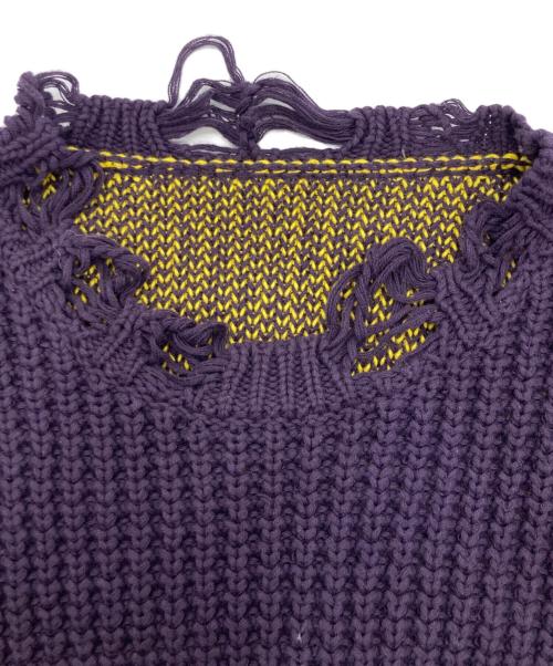 CVTVLIST（カタリスト）CVTVLIST (カタリスト) クラッシュ加工 バックロゴ オーバーサイズ コットン ニット パープル サイズ:SIZE Freeの古着・服飾アイテム