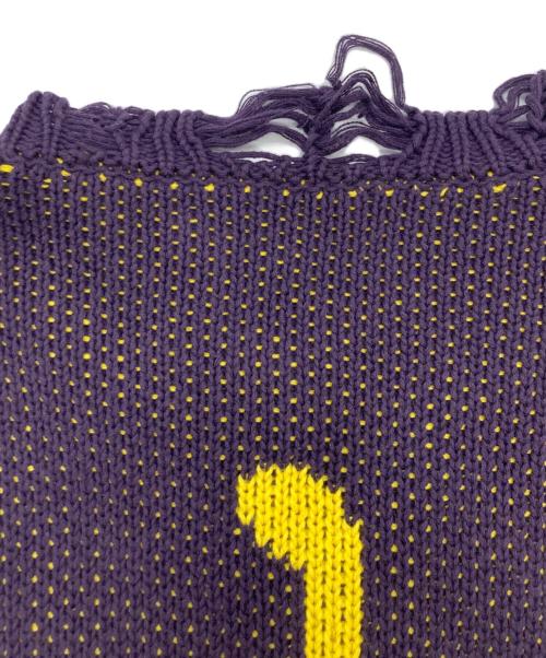 CVTVLIST（カタリスト）CVTVLIST (カタリスト) クラッシュ加工 バックロゴ オーバーサイズ コットン ニット パープル サイズ:SIZE Freeの古着・服飾アイテム