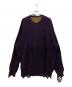 CVTVLIST（カタリスト）の古着「クラッシュ加工 バックロゴ オーバーサイズ コットン ニット」｜パープル