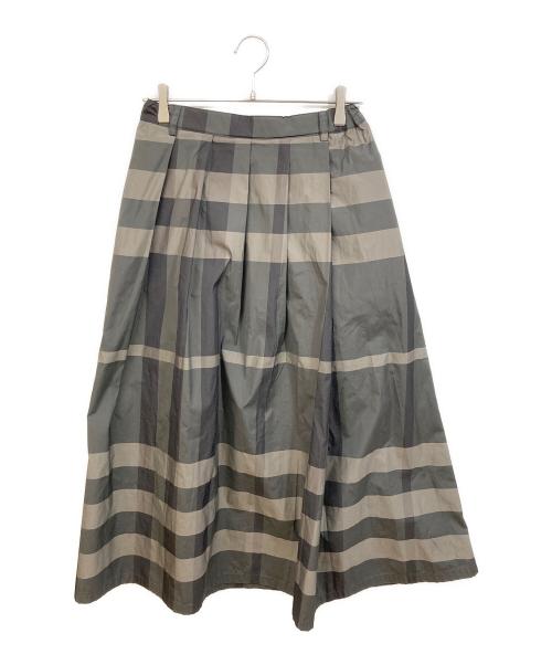 BEARDSLEY（ビアズリー）BEARDSLEY (ビアズリー) ビッグチェック タフタロングスカート オリーブ サイズ:FREEの古着・服飾アイテム