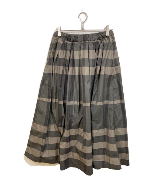 BEARDSLEY（ビアズリー）BEARDSLEY (ビアズリー) ビッグチェック タフタロングスカート オリーブ サイズ:FREEの古着・服飾アイテム