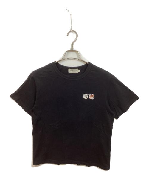 maison kitsune（メゾンキツネ）MAISON KITSUNE (メゾンキツネ) ビッグパステルフォックスヘッドロゴTシャツ ブラック サイズ:SIZE Mの古着・服飾アイテム