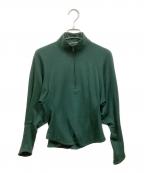 Mame Kurogouchiマメクロゴウチ）の古着「ハイネックジップアップカットソー/High Neck Zipup Jersey Top」｜グリーン