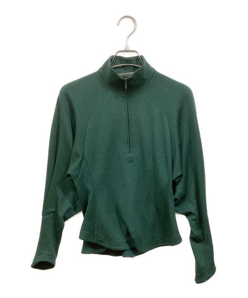 Mame Kurogouchi（マメクロゴウチ）Mame Kurogouchi (マメクロゴウチ) ハイネックジップアップカットソー/High Neck Zipup Jersey Top グリーン サイズ:SIZE 1の古着・服飾アイテム