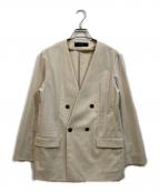 allurevilleアルアバイル）の古着「リネンストレッチノーカラーダブルジャケット」｜アイボリー