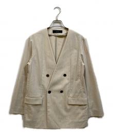 allureville（アルアバイル）の古着「リネンストレッチノーカラーダブルジャケット」｜アイボリー