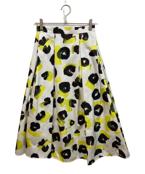 allureville（アルアバイル）allureville (アルアバイル) ETIQUEタフタタックフレアスカート ホワイト サイズ:2の古着・服飾アイテム