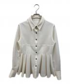 Nobleノーブル）の古着「フロントタックヘムフレアーシャツブラウス」｜ホワイト