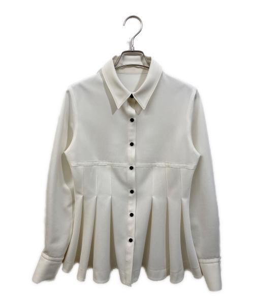 Noble（ノーブル）Noble (ノーブル) フロントタックヘムフレアーシャツブラウス ホワイト サイズ:	SIZE Freeの古着・服飾アイテム