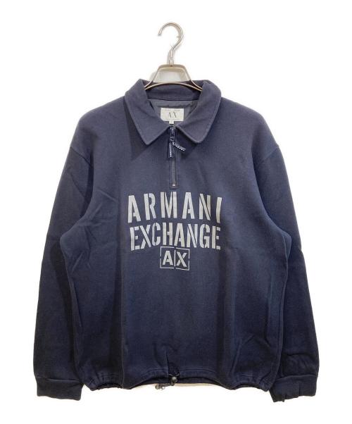 ARMANI EXCHANGE（アルマーニ エクスチェンジ）ARMANI EXCHANGE (アルマーニ エクスチェンジ) ロゴハーフジップスウェット ネイビー サイズ:SIZE Lの古着・服飾アイテム