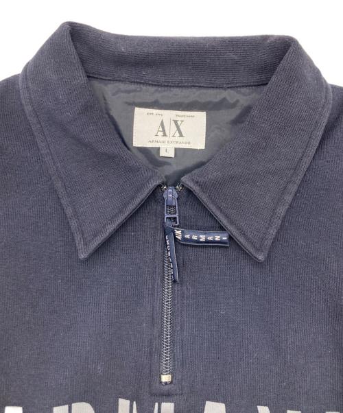 ARMANI EXCHANGE（アルマーニ エクスチェンジ）ARMANI EXCHANGE (アルマーニ エクスチェンジ) ロゴハーフジップスウェット ネイビー サイズ:SIZE Lの古着・服飾アイテム