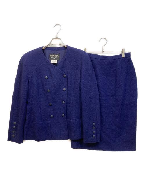 CHANEL（シャネル）CHANEL (シャネル) シルク混 ツイードジャケットセットアップ ネイビー サイズ:SIZE 42の古着・服飾アイテム