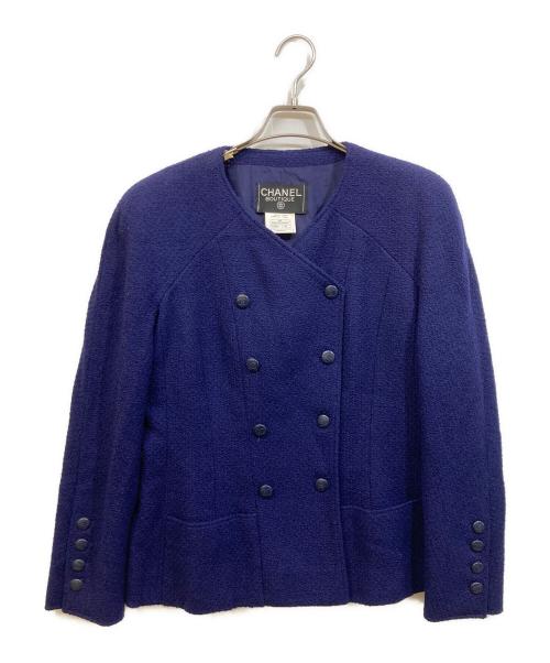 CHANEL（シャネル）CHANEL (シャネル) シルク混 ツイードジャケットセットアップ ネイビー サイズ:SIZE 42の古着・服飾アイテム