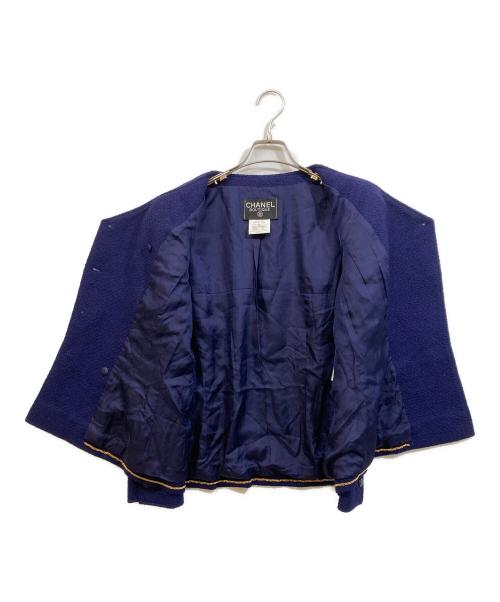 CHANEL（シャネル）CHANEL (シャネル) シルク混 ツイードジャケットセットアップ ネイビー サイズ:SIZE 42の古着・服飾アイテム