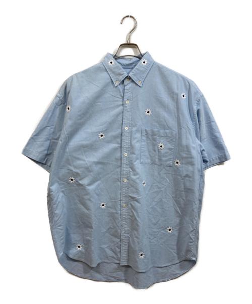 nick gear（ニックギア）NICK GEAR (ニックギア) 半袖フラワーワッペンシャツ スカイブルー サイズ:SIZE Lの古着・服飾アイテム