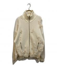 DANKE SCHON（ダンケ シェーン）の古着「DAMEGE DRIVERS KNIT」｜ホワイト