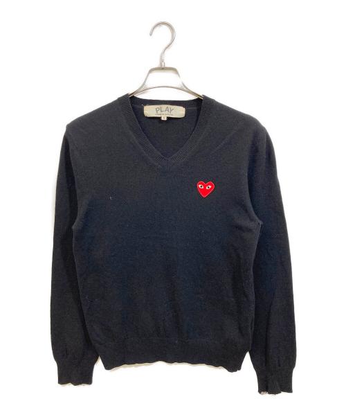 PLAY COMME des GARCONS（プレイコムデギャルソン）PLAY COMME des GARCONS (プレイコムデギャルソン) Vネックニット ブラック サイズ:Sの古着・服飾アイテム