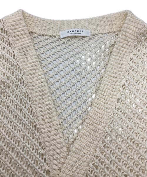 MACPHEE（マカフィー）MACPHEE (マカフィー) メッシュコットン Vネックカーディガン アイボリー サイズ:SIZE Sの古着・服飾アイテム