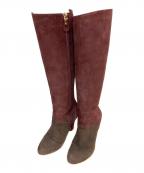 Salvatore Ferragamoサルヴァトーレ フェラガモ）の古着「スウェードロングブーツ」｜ボルドー