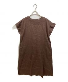 PONT DE CHALONS（ポンデシャロン）の古着「リネン フリル袖 ワンピース」｜ブラウン