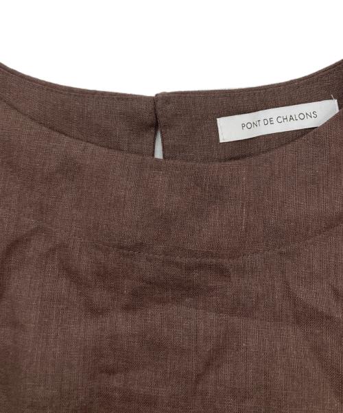 PONT DE CHALONS（ポンデシャロン）PONT DE CHALONS (ポンデシャロン) リネン フリル袖 ワンピース ブラウン サイズ:SIZE Freeの古着・服飾アイテム