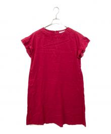 PONT DE CHALONS（ポンデシャロン）の古着「リネン フリル袖 ワンピース」｜レッド