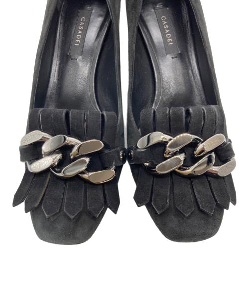 CASADEI（カサディ）CASADEI (カサディ) チェーンフリンジパンプス ブラック サイズ:371/2の古着・服飾アイテム