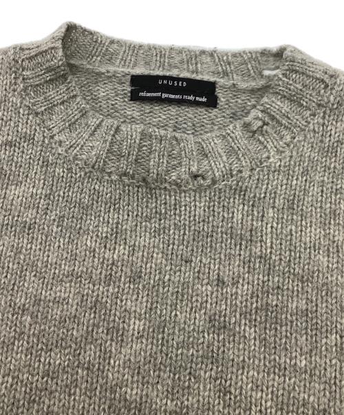 UNUSED（アンユーズド）UNUSED (アンユーズド) 3G Crew neck damage knit グレー サイズ:2の古着・服飾アイテム