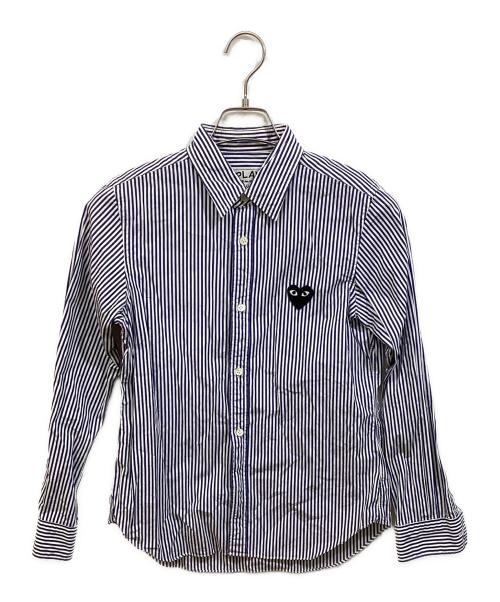 PLAY COMME des GARCONS（プレイコムデギャルソン）PLAY COMME des GARCONS (プレイコムデギャルソン) ストライプシャツ ブルー サイズ:SIZE Mの古着・服飾アイテム