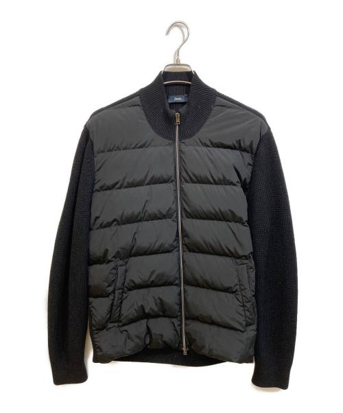 HERNO（ヘルノ）HERNO (ヘルノ) ポリエステル×5ゲージウールハイブリッドダウンニットブルゾン ブラック サイズ:SIZE 52の古着・服飾アイテム