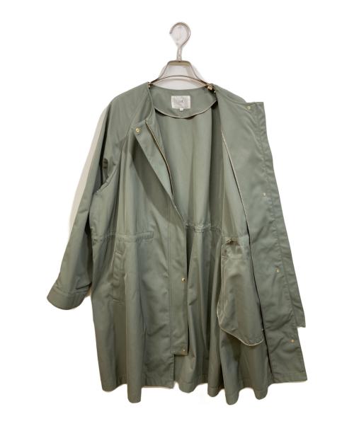 23区（ニジュウサンク）23区 (ニジュウサンク) ライトツイル ノーカラーコート カーキ サイズ:46の古着・服飾アイテム
