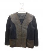 GUCCIグッチ）の古着「ニット切替レザージャケット」｜ブラック