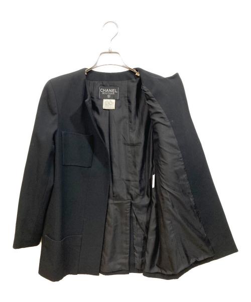 CHANEL（シャネル）CHANEL (シャネル) ココボタン ノーカラージャケット ブラック サイズ:44の古着・服飾アイテム