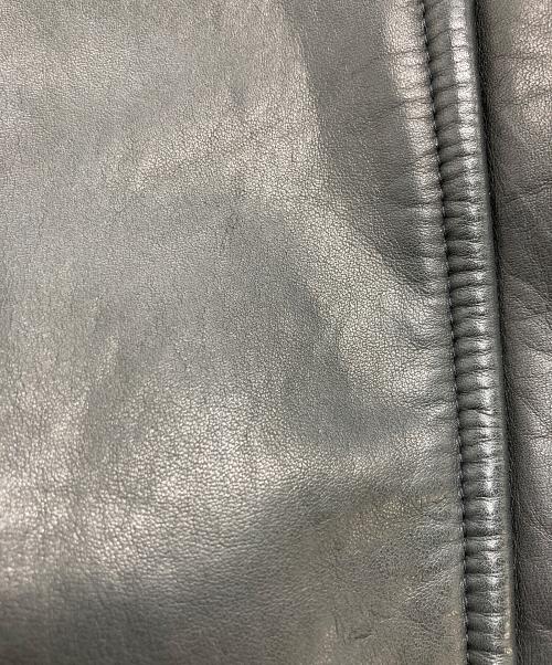 Obelisk（オベリスク）Obelisk (オベリスク) ニット切替レザーフードジャケット ブラック サイズ:Mの古着・服飾アイテム